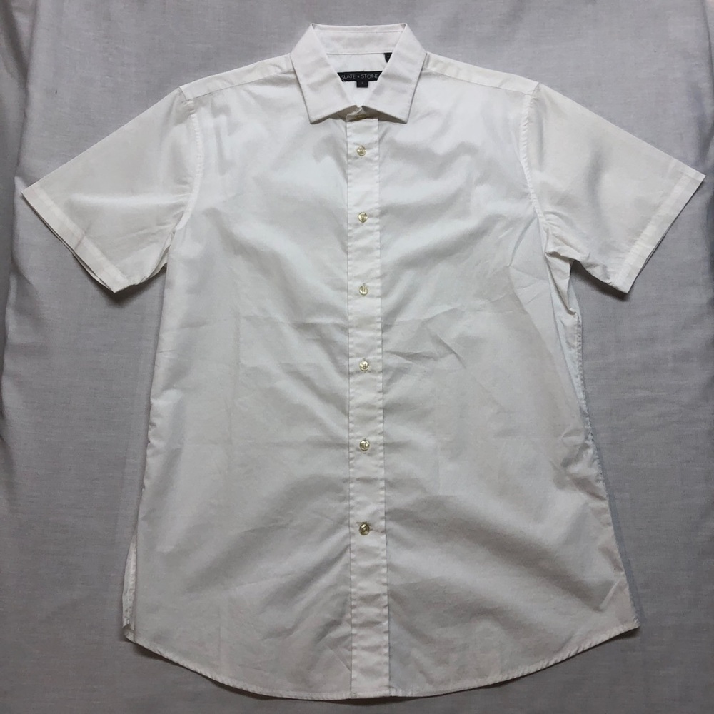 NWOT Slate&Stone white jacquard short sleeve shirt